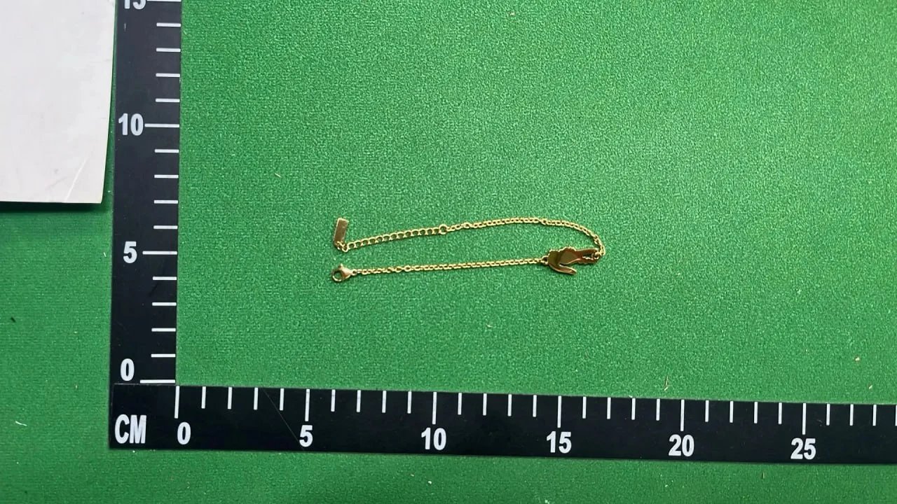 Lacoste Croc Charm Chain Bracelet & Link Bracelet Set [3 Colors: Gold, Silver, Black]