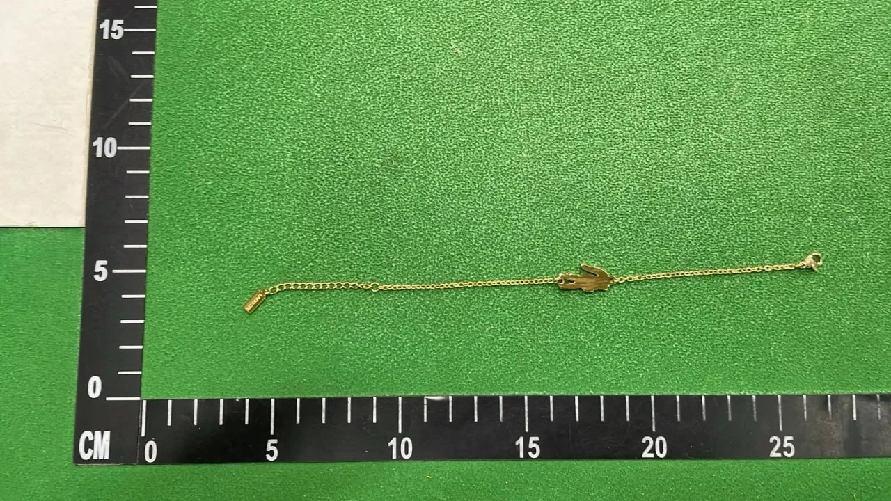 Lacoste Croc Charm Chain Bracelet & Link Bracelet Set [3 Colors: Gold, Silver, Black]