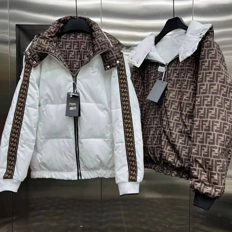 Fendi FF Logo Down Jacket & Gucci GG Supreme Vest Hoodie Jacket