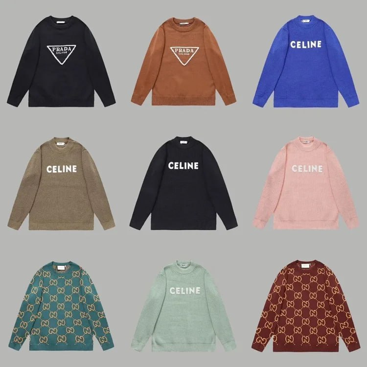 Prada Triangle Logo / Celine Text / Gucci GG Supreme Sweaters