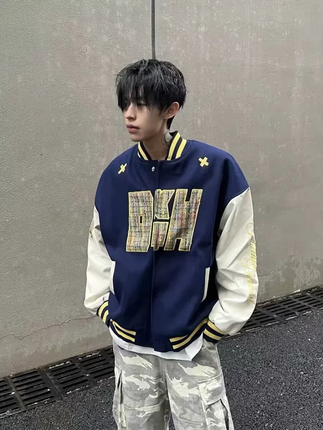 DKH Letter Embroidery Varsity Jacket