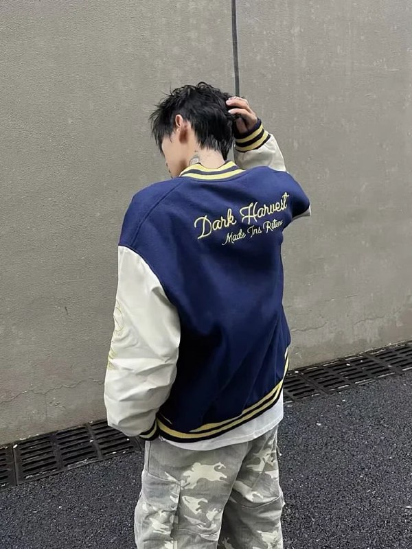 DKH Letter Embroidery Varsity Jacket