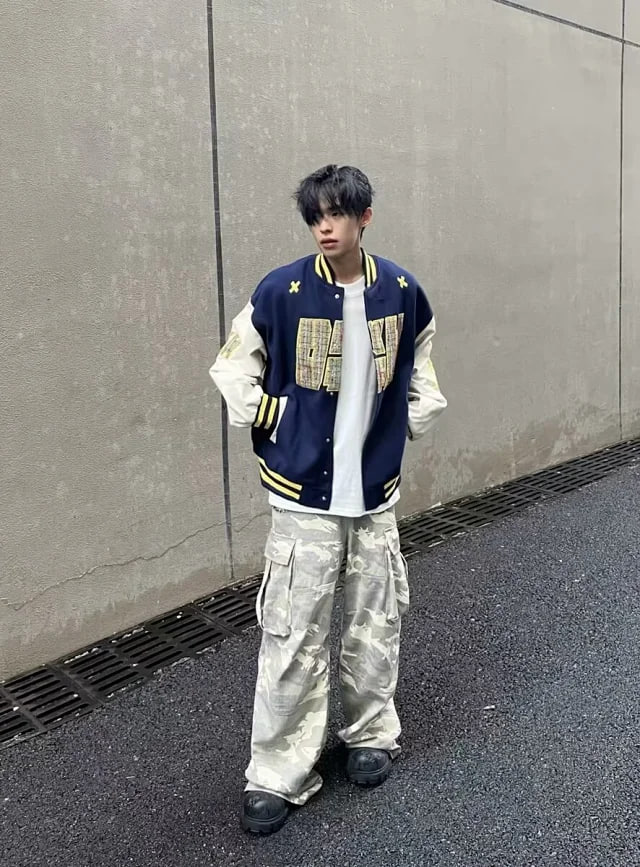 DKH Letter Embroidery Varsity Jacket