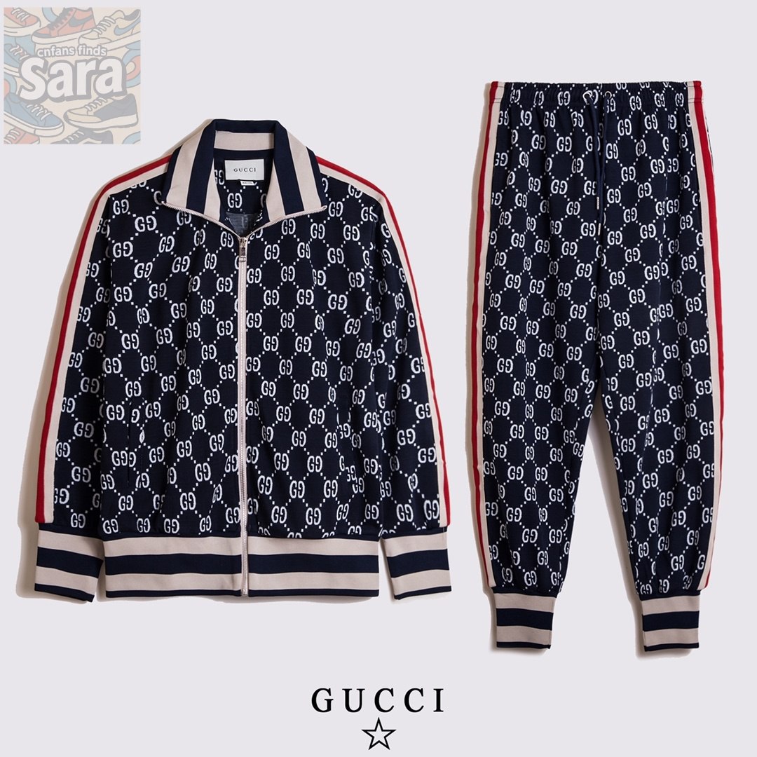 Burberry Check Sleeve Hoodie & Joggers / Balenciaga Track Jacket & Pants / Gucci GG Supreme Jacket & Pants [6 styles]