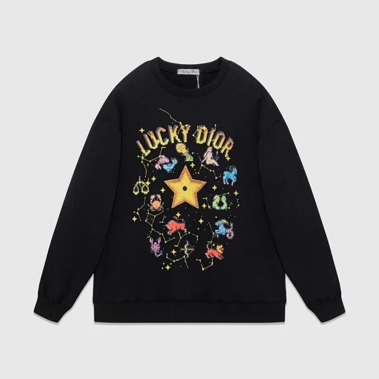 Dior Lucky Dior Long Sleeve Colorful Printed Round Neck Casual Top [15 styles]