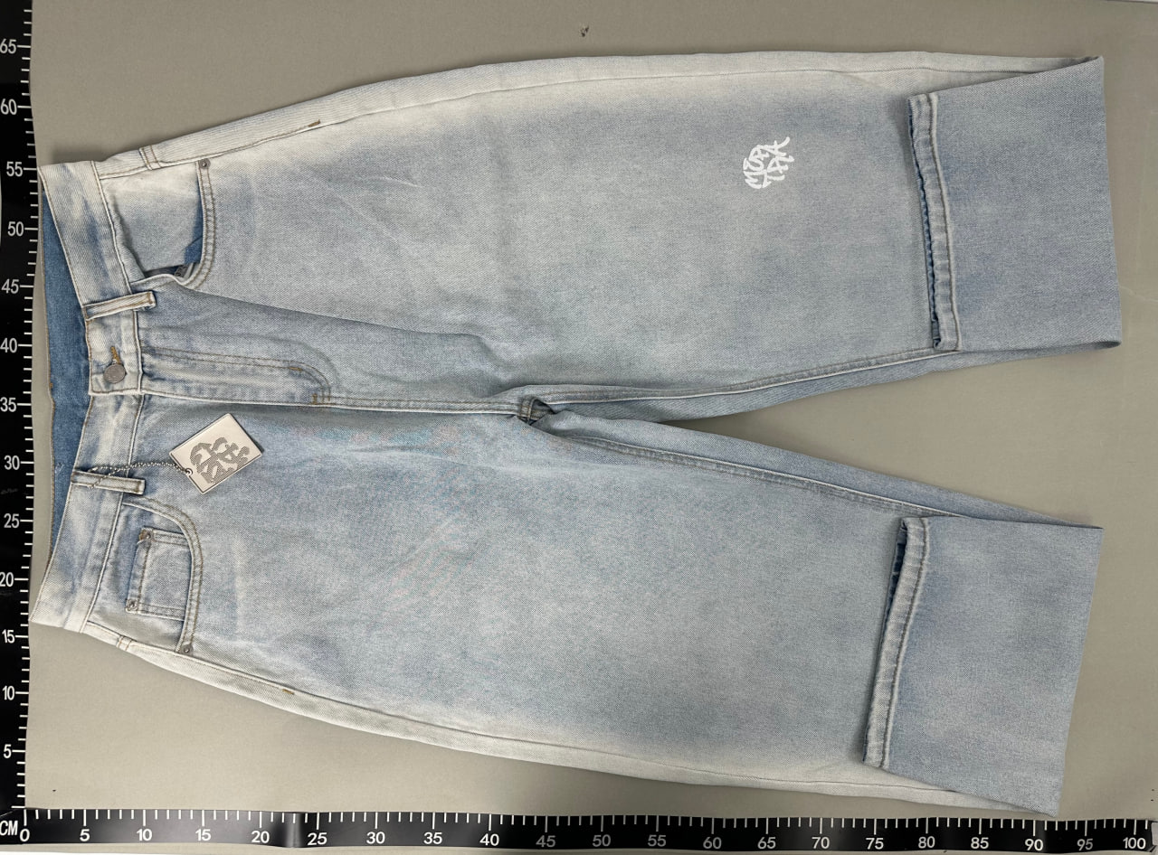 Mertra [Model Name Not Visibly Identifiable] Wide Leg Denim Pants with Embroidered Logo [3 styles]